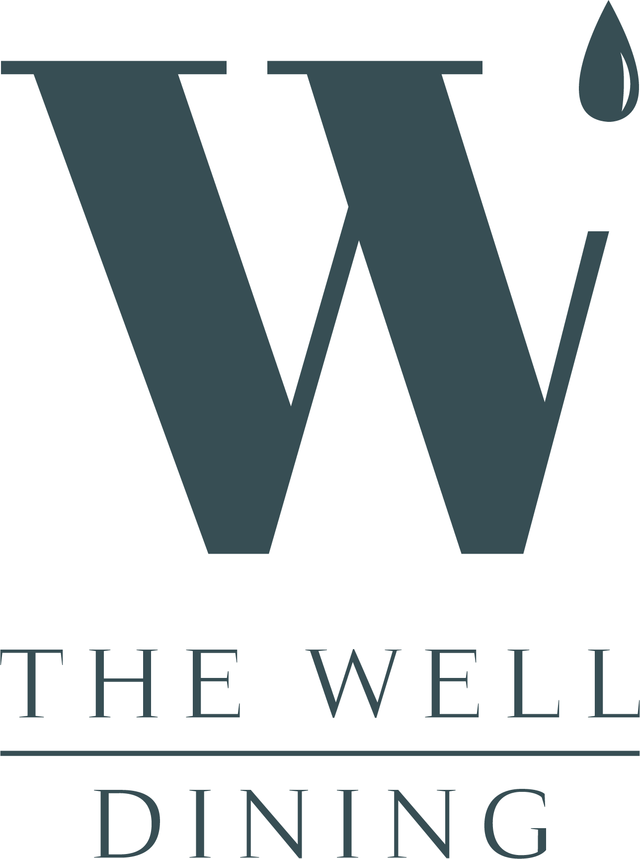 The Well Dining, Rochester, MN, blue logo.