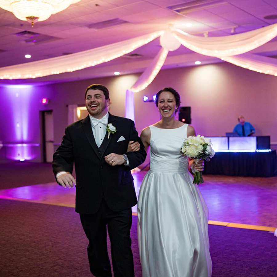 Bride and Groom on dance floor during wedding at Rochester Event Center in Minnesota